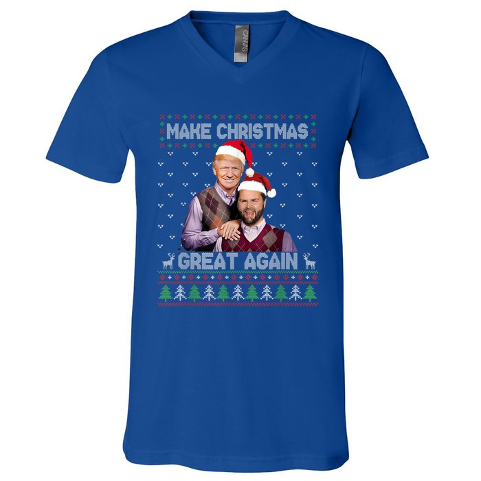 Make Christmas Great Again Funny Trump Vance Xmas Pajamas Gift V-Neck T-Shirt