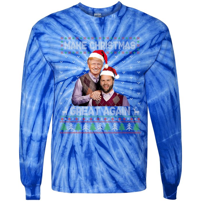 Make Christmas Great Again Funny Trump Vance Xmas Pajamas Gift Tie-Dye Long Sleeve Shirt