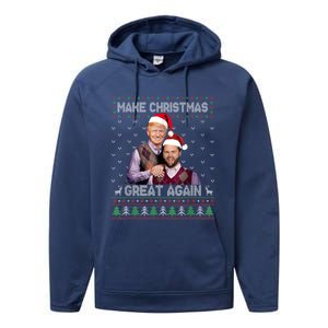 Make Christmas Great Again Funny Trump Vance Xmas Pajamas Gift Performance Fleece Hoodie