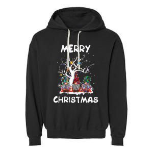 Merry Christmas Gnomes Funny Xmas Family Garment-Dyed Fleece Hoodie