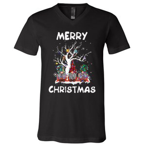 Merry Christmas Gnomes Funny Xmas Family V-Neck T-Shirt