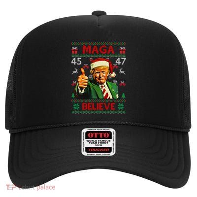 Make Christmas Great Again Trump Christmas Maga 4547 Belive Cool Gift High Crown Mesh Back Trucker Hat