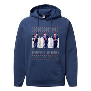 Make Christmas Great Again Ugly Sweaters Funny Trump 47 Xmas Performance Fleece Hoodie