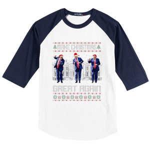 Make Christmas Great Again Ugly Sweaters Funny Trump 47 Xmas Baseball Sleeve Shirt