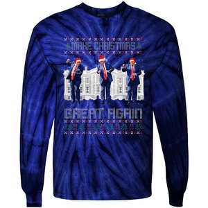 Make Christmas Great Again Ugly Sweaters Funny Trump 47 Xmas Tie-Dye Long Sleeve Shirt