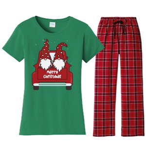 Merry Christmas Gnome Holiday Cute Women's Flannel Pajama Set