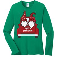 Merry Christmas Gnome Holiday Cute Ladies Long Sleeve Shirt