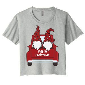 Merry Christmas Gnome Holiday Cute Women's Crop Top Tee