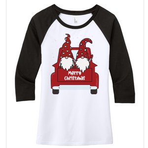 Merry Christmas Gnome Holiday Cute Women's Tri-Blend 3/4-Sleeve Raglan Shirt