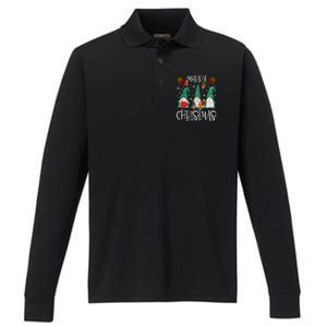 Merry Christmas Gnome Family Light Christmas Gift Performance Long Sleeve Polo