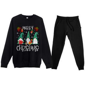 Merry Christmas Gnome Family Light Christmas Gift Premium Crewneck Sweatsuit Set