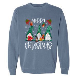 Merry Christmas Gnome Family Light Christmas Gift Garment-Dyed Sweatshirt