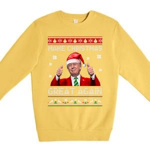 Make Christmas Great Again Xmas Funny Trump Santa Hat Pajamas Ugly Premium Crewneck Sweatshirt