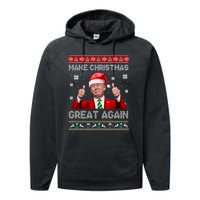 Make Christmas Great Again Xmas Funny Trump Santa Hat Pajamas Ugly Performance Fleece Hoodie