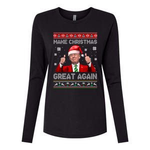 Make Christmas Great Again Xmas Funny Trump Santa Hat Pajamas Ugly Womens Cotton Relaxed Long Sleeve T-Shirt