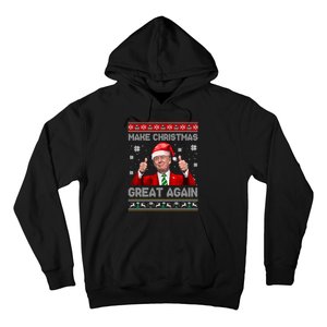 Make Christmas Great Again Xmas Funny Trump Santa Hat Pajamas Ugly Hoodie