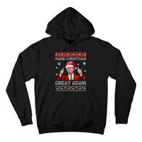 Make Christmas Great Again Xmas Funny Trump Santa Hat Pajamas Ugly Hoodie