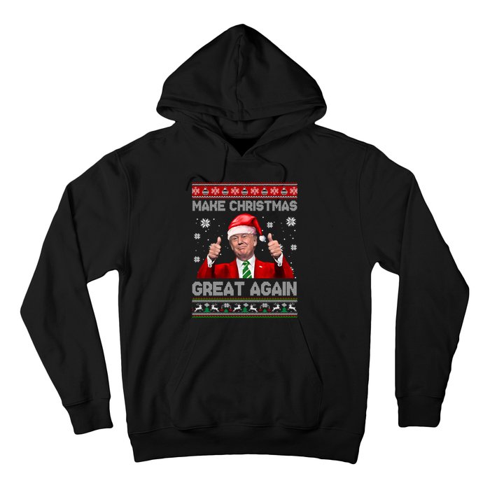 Make Christmas Great Again Xmas Funny Trump Santa Hat Pajamas Ugly Hoodie