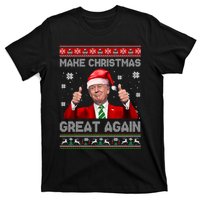 Make Christmas Great Again Xmas Funny Trump Santa Hat Pajamas Ugly T-Shirt