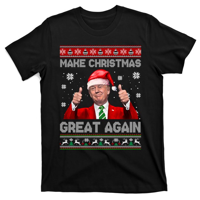 Make Christmas Great Again Xmas Funny Trump Santa Hat Pajamas Ugly T-Shirt