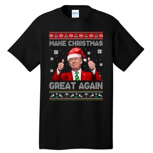 Make Christmas Great Again Xmas Funny Trump Santa Hat Pajamas Ugly Tall T-Shirt