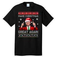 Make Christmas Great Again Xmas Funny Trump Santa Hat Pajamas Ugly Tall T-Shirt