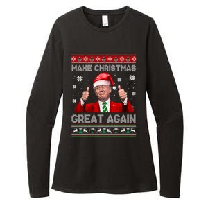 Make Christmas Great Again Xmas Funny Trump Santa Hat Pajamas Ugly Womens CVC Long Sleeve Shirt