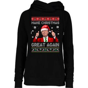 Make Christmas Great Again Xmas Funny Trump Santa Hat Pajamas Ugly Womens Funnel Neck Pullover Hood