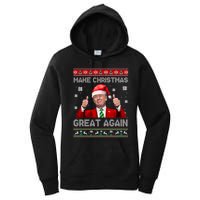 Make Christmas Great Again Xmas Funny Trump Santa Hat Pajamas Ugly Women's Pullover Hoodie