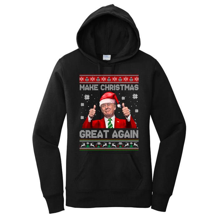 Make Christmas Great Again Xmas Funny Trump Santa Hat Pajamas Ugly Women's Pullover Hoodie