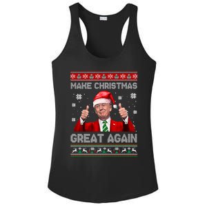 Make Christmas Great Again Xmas Funny Trump Santa Hat Pajamas Ugly Ladies PosiCharge Competitor Racerback Tank