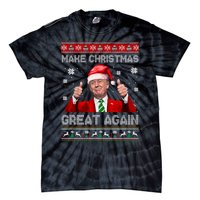 Make Christmas Great Again Xmas Funny Trump Santa Hat Pajamas Ugly Tie-Dye T-Shirt