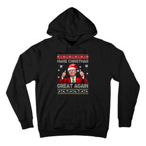 Make Christmas Great Again Xmas Funny Trump Santa Hat Pajamas Ugly Tall Hoodie