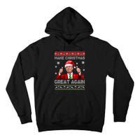 Make Christmas Great Again Xmas Funny Trump Santa Hat Pajamas Ugly Tall Hoodie