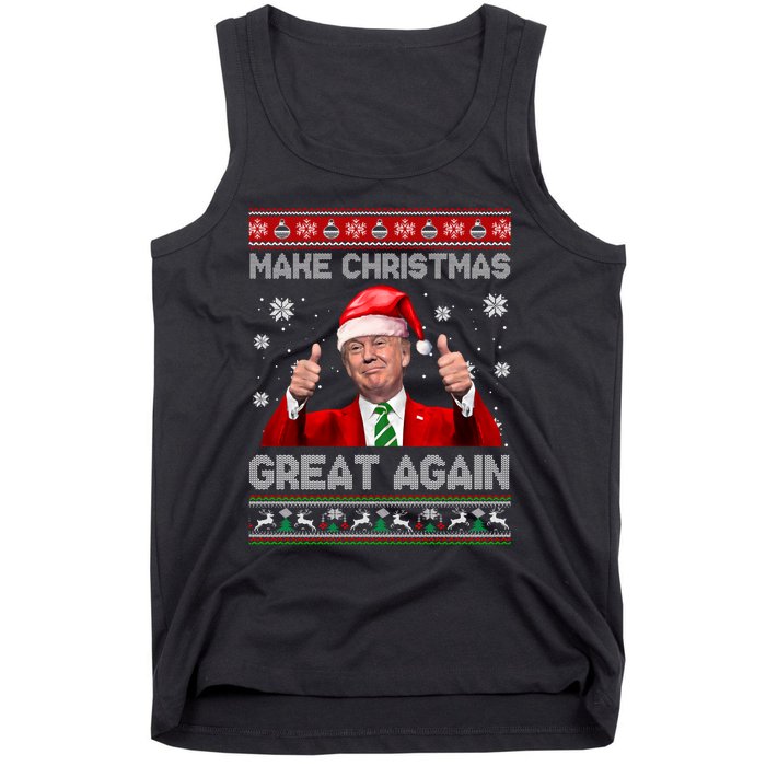 Make Christmas Great Again Xmas Funny Trump Santa Hat Pajamas Ugly Tank Top