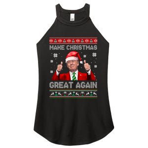 Make Christmas Great Again Xmas Funny Trump Santa Hat Pajamas Ugly Women's Perfect Tri Rocker Tank