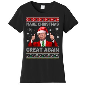 Make Christmas Great Again Xmas Funny Trump Santa Hat Pajamas Ugly Women's T-Shirt