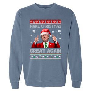 Make Christmas Great Again Xmas Funny Trump Santa Hat Pajamas Ugly Garment-Dyed Sweatshirt