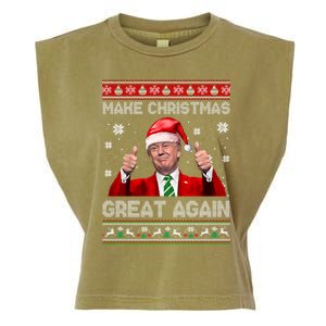 Make Christmas Great Again Xmas Funny Trump Santa Hat Pajamas Ugly Garment-Dyed Women's Muscle Tee