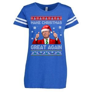 Make Christmas Great Again Xmas Funny Trump Santa Hat Pajamas Ugly Enza Ladies Jersey Football T-Shirt