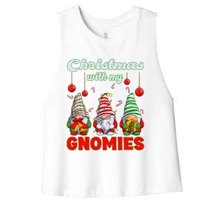 Merry Christmas Gnome Christmas With My Gnomies Gift Women's Racerback Cropped Tank