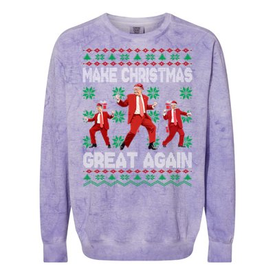 Make Christmas Great Again Santa Trump Dance Ugly Gift Colorblast Crewneck Sweatshirt