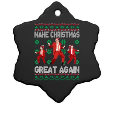 Make Christmas Great Again Santa Trump Dance Ugly Gift Ceramic Star Ornament