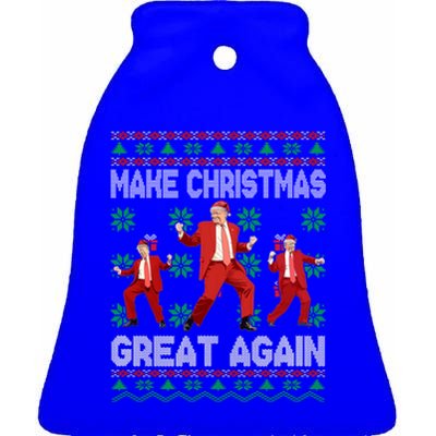 Make Christmas Great Again Santa Trump Dance Ugly Gift Ceramic Bell Ornament