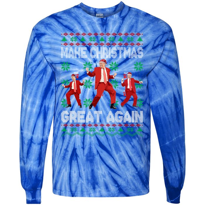 Make Christmas Great Again Santa Trump Dance Ugly Gift Tie-Dye Long Sleeve Shirt