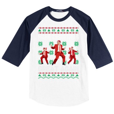 Make Christmas Great Again Santa Trump Dance Ugly Gift Baseball Sleeve Shirt