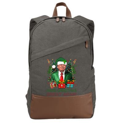 Make Christmas Great Again Xmas Funny Trump Pajamas Ugly Cotton Canvas Backpack