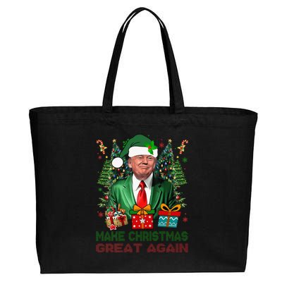 Make Christmas Great Again Xmas Funny Trump Pajamas Ugly Cotton Canvas Jumbo Tote