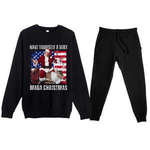 Make Christmas Great Again Trump Pajamas Ugly Premium Crewneck Sweatsuit Set