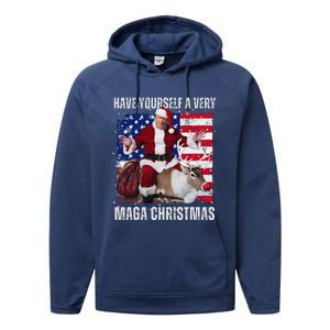 Make Christmas Great Again Trump Pajamas Ugly Performance Fleece Hoodie